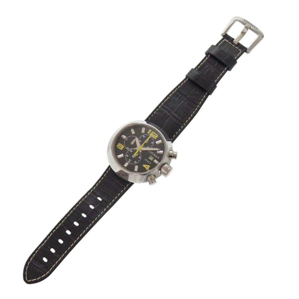 Locman Watches Quartz Ref420 Stainless Steel , Embossed Leather Black Quartz Black Dial Mens