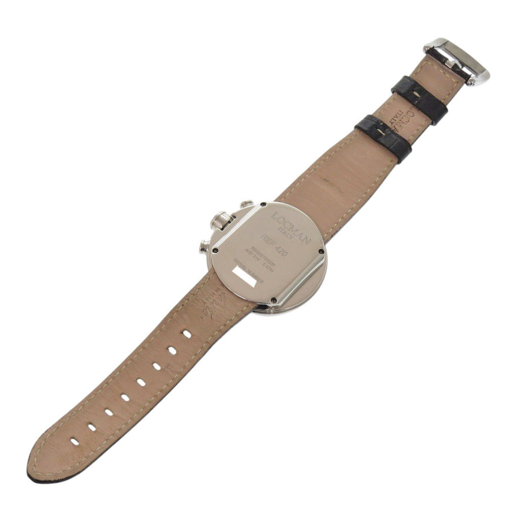 Locman Watches Quartz Ref420 Stainless Steel , Embossed Leather Black Quartz Black Dial Mens