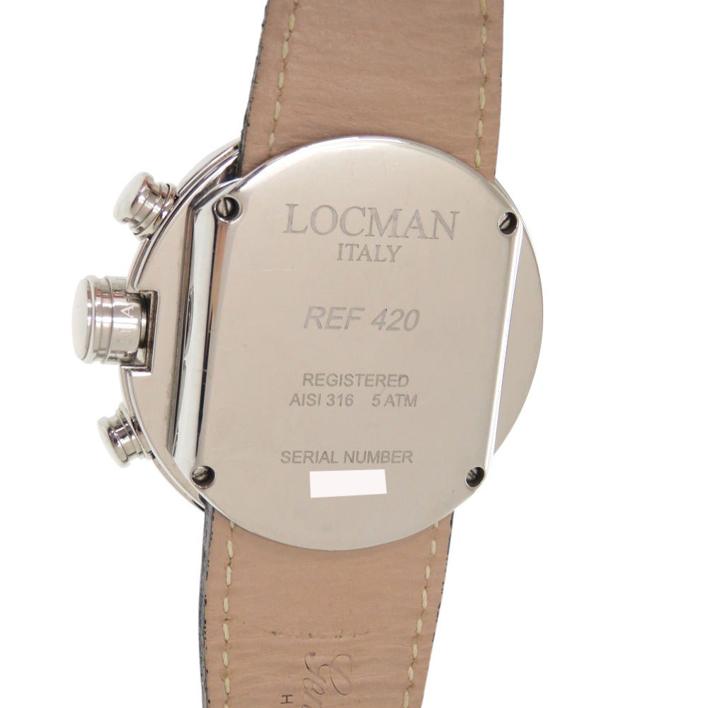 Locman Watches Quartz Ref420 Stainless Steel , Embossed Leather Black Quartz Black Dial Mens