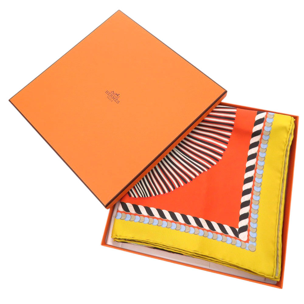 Hermes Scarf Silk Orange Carre90 Double Face Gala Epaulettes