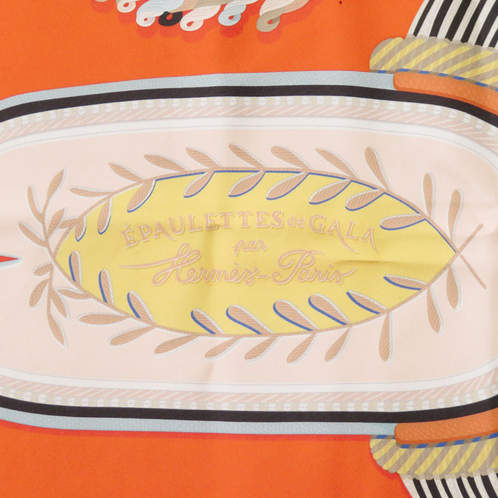 Hermes Scarf Silk Orange Carre90 Double Face Gala Epaulettes