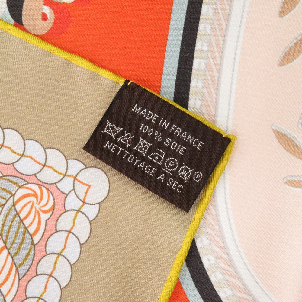 Hermes Scarf Silk Orange Carre90 Double Face Gala Epaulettes