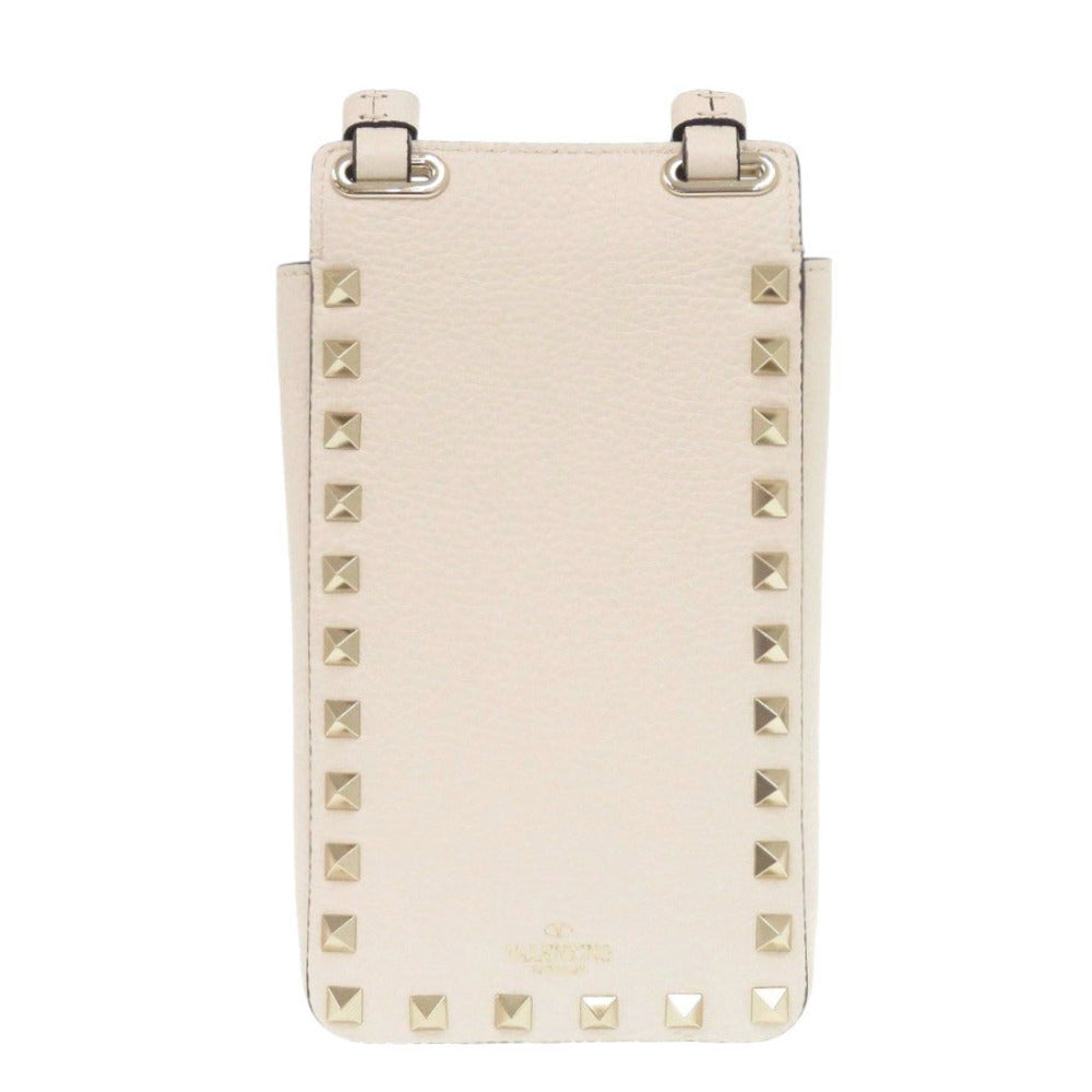 Valentino Garavani Shoulder Bag Leather Light Ivory Rock Studs Women