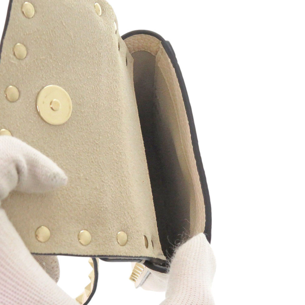 Valentino Garavani Shoulder Bag Leather Light Ivory Rock Studs Women