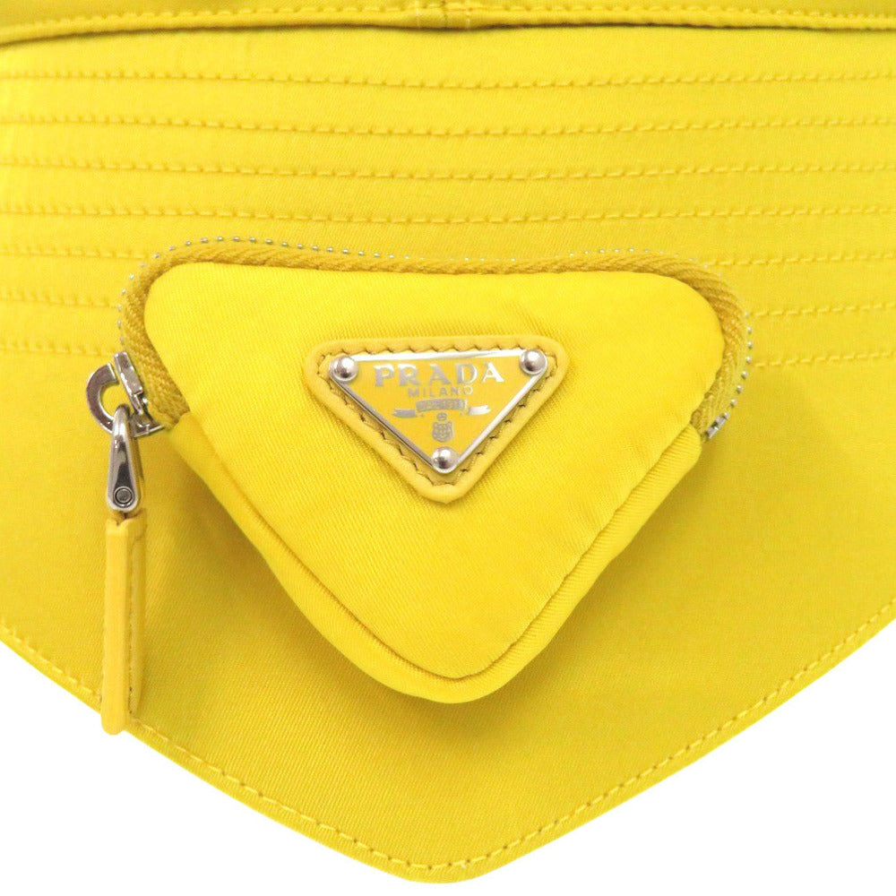 Prada Other Hats 2Hc282 Polyamide Yellow With Mini Pouch Re-Nylon Bucket Hat Triangle Plate Mens L
