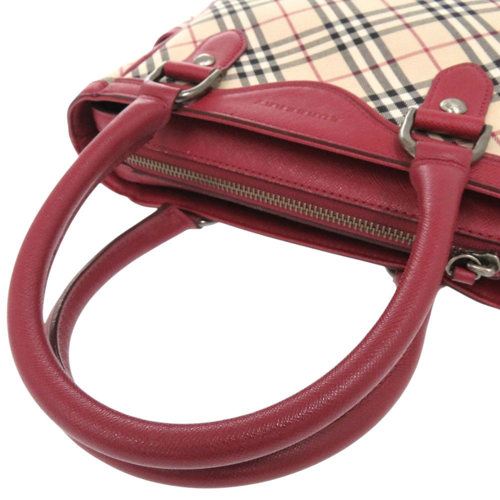 Burberry Handbag Leather, Canvas Red Nova Check Women