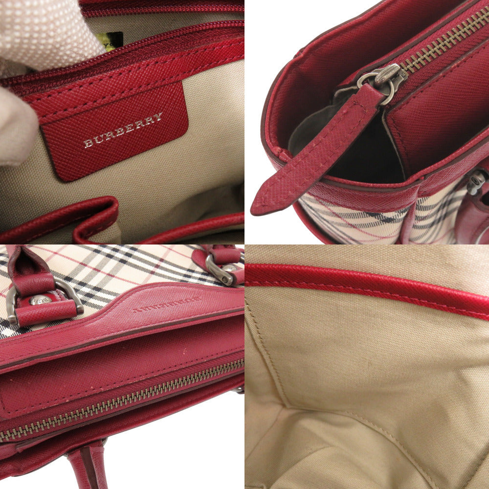Burberry Handbag Leather, Canvas Red Nova Check Women