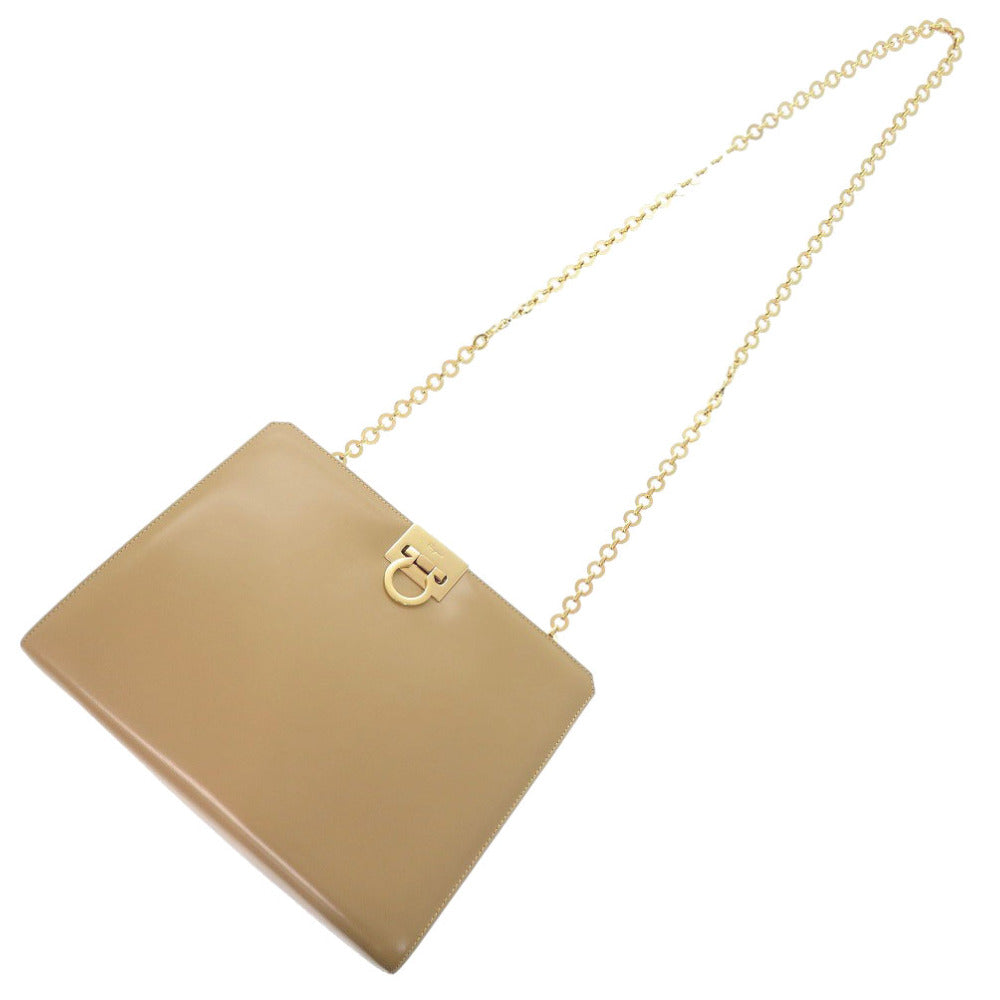 Salvatore Ferragamo Shoulder Bag Bp-21 8753 Calfskin Beige Chainshoulder Gancini Women