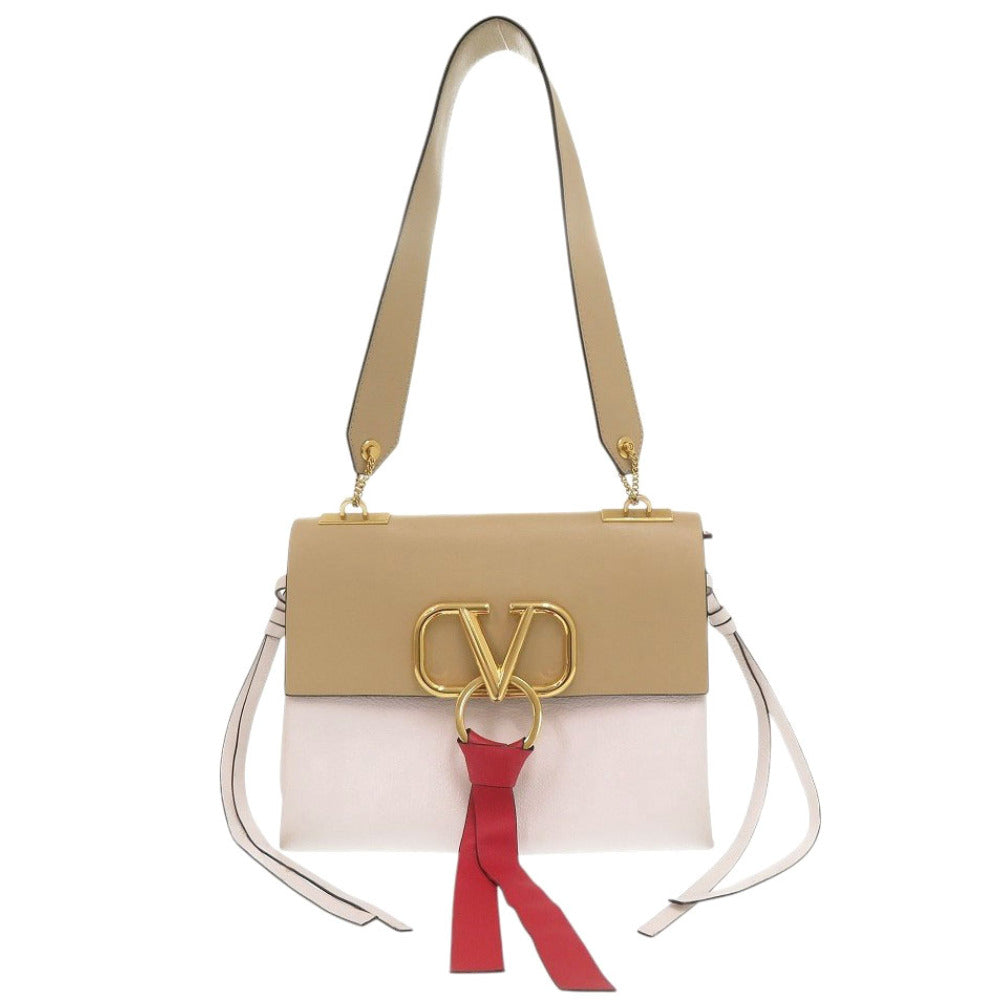 Valentino Garavani Shoulder Bag Leather Beige V Sling Women