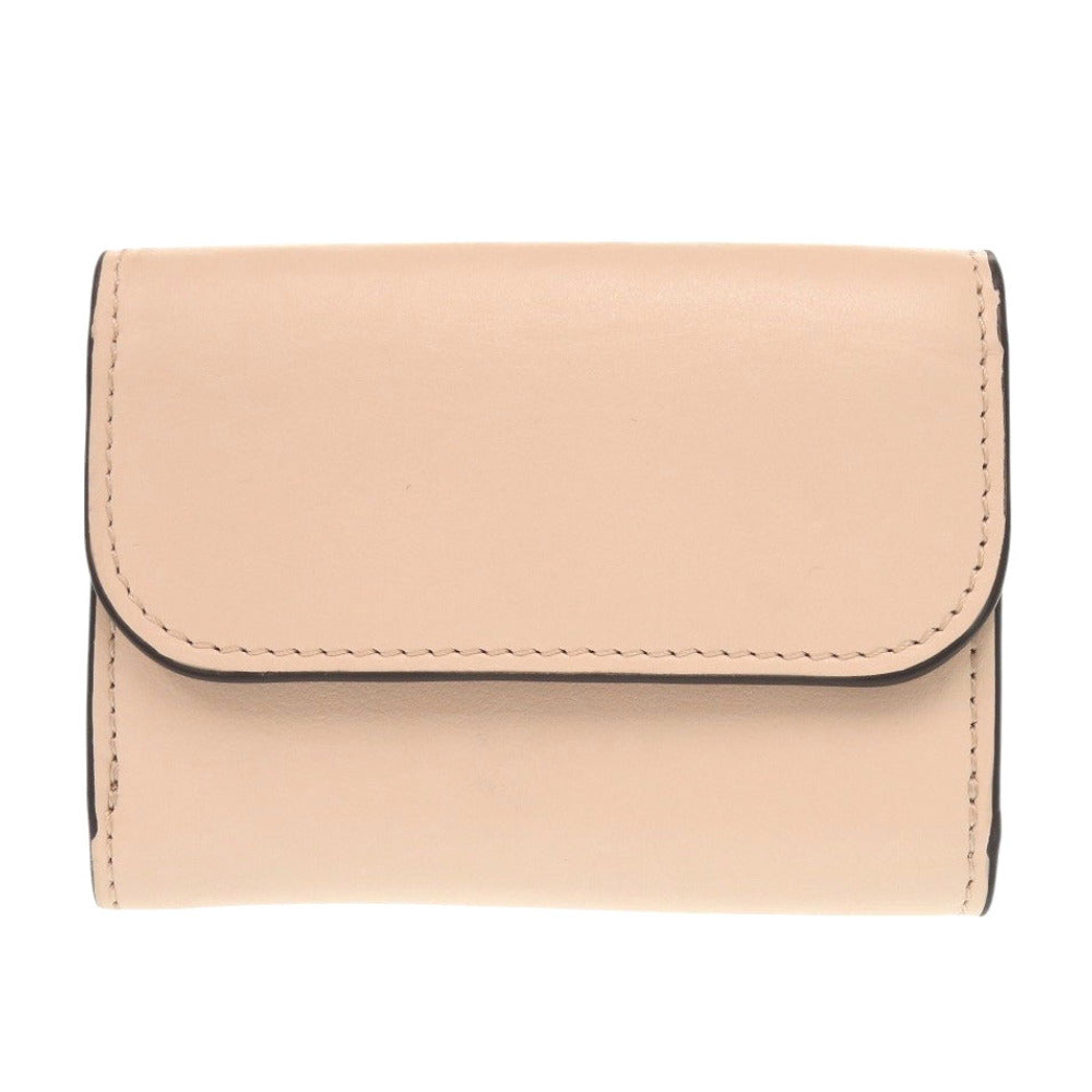 Chloe Tri-Fold Wallet Leather Cement Pink Alphabet Women