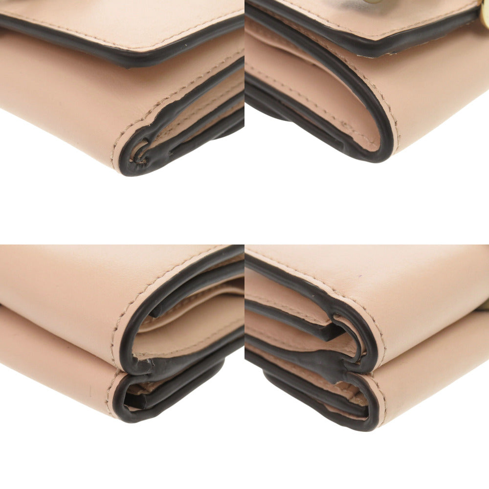Chloe Tri-Fold Wallet Leather Cement Pink Alphabet Women