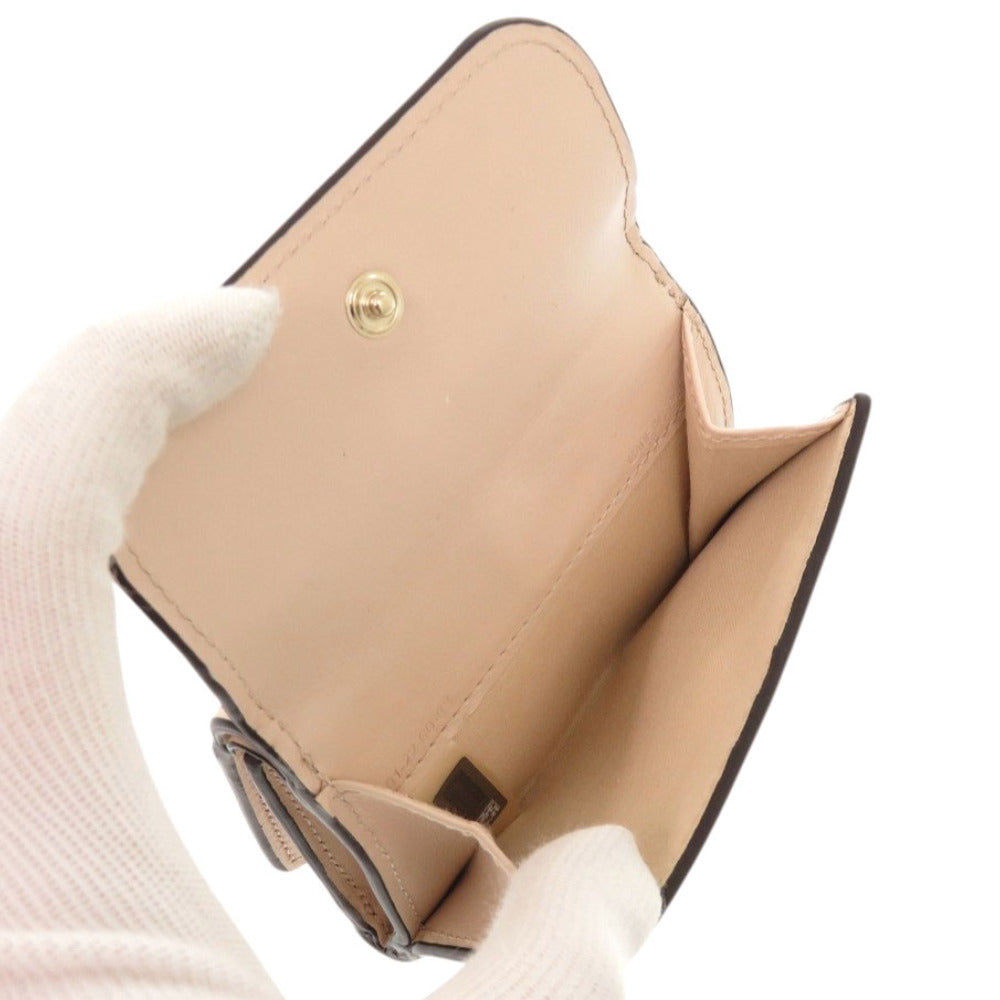 Chloe Tri-Fold Wallet Leather Cement Pink Alphabet Women