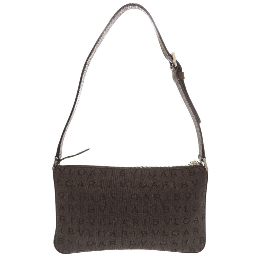 Bvlgari Pouch Canvas, Leather Brown Accessory Pouch Logo Mania Women