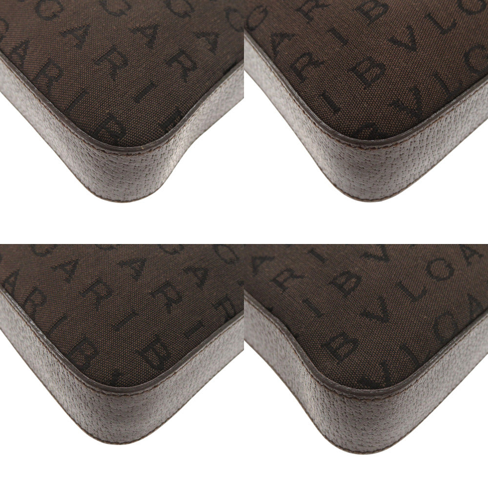 Bvlgari Pouch Canvas, Leather Brown Accessory Pouch Logo Mania Women