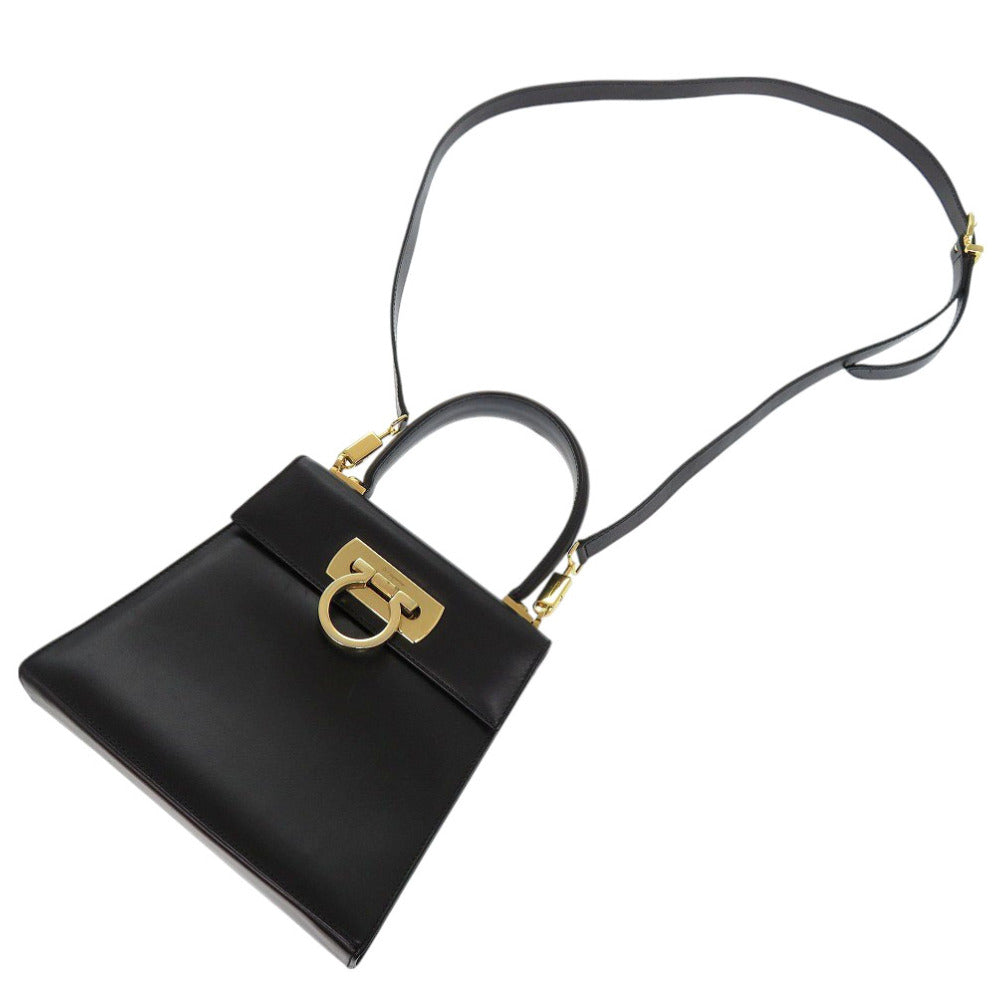 Salvatore Ferragamo Handbag Aq-212193 Leather Black Gancini Women