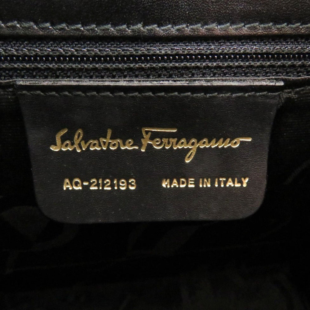 Salvatore Ferragamo Handbag Aq-212193 Leather Black Gancini Women