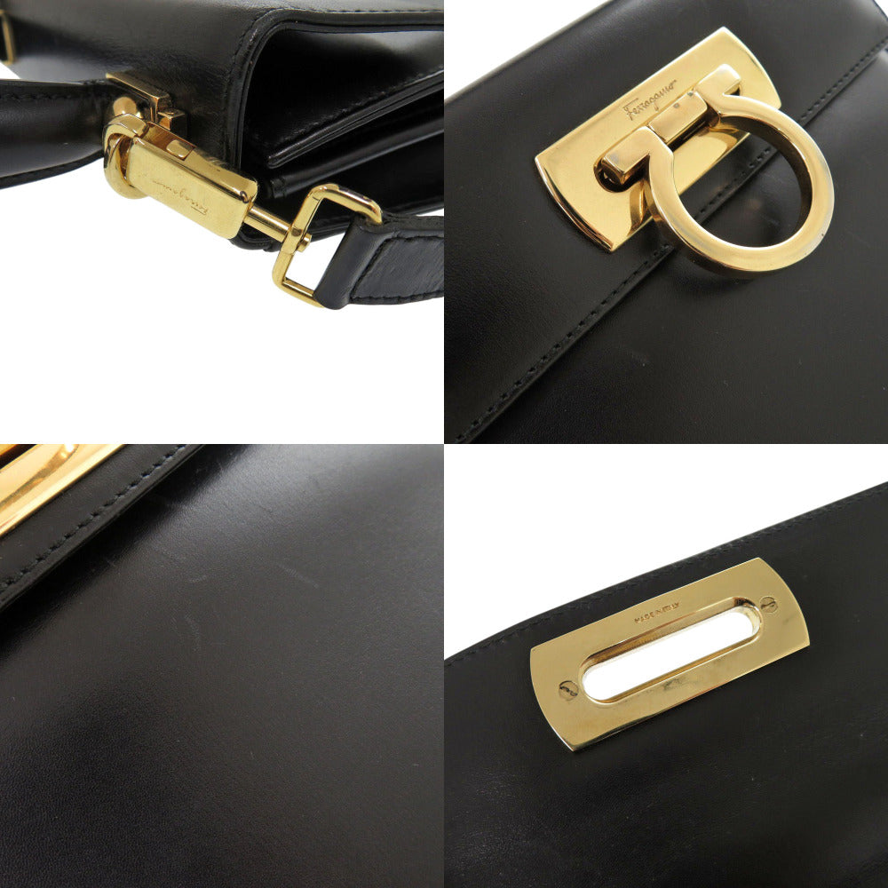 Salvatore Ferragamo Handbag Aq-212193 Leather Black Gancini Women