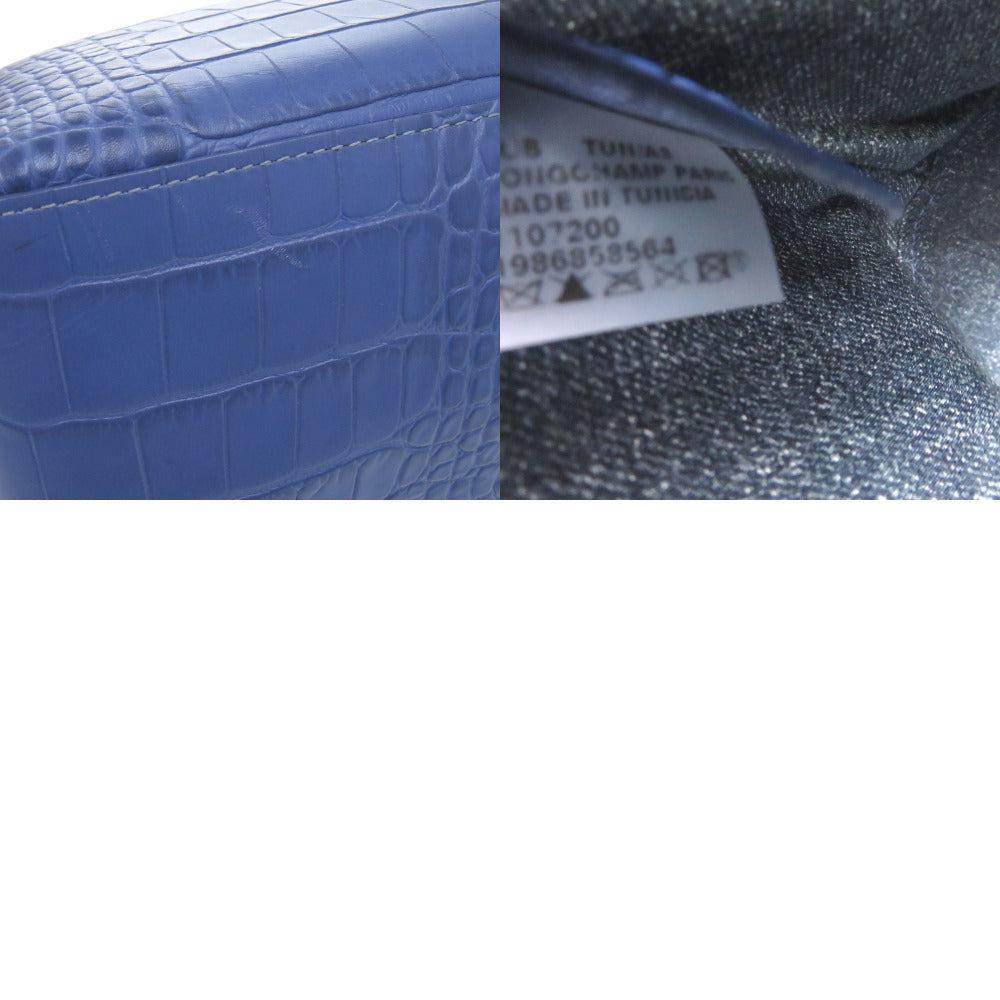 Longchamp Tote Bag Leather Blue Crocodile-Like Crocodile-Embossed Tote Bag Shoulder Tote Rozo Women