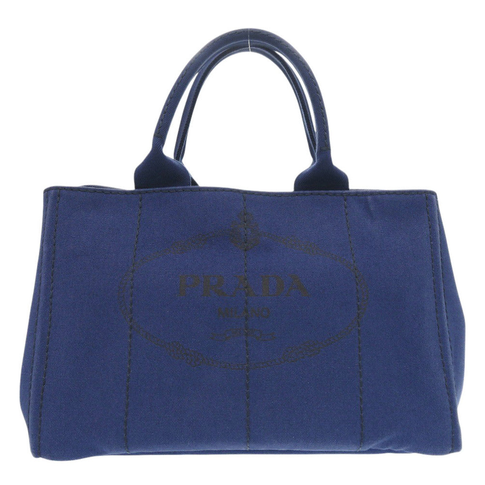 Prada Handbag Canvas Blue Canapa Tote Women