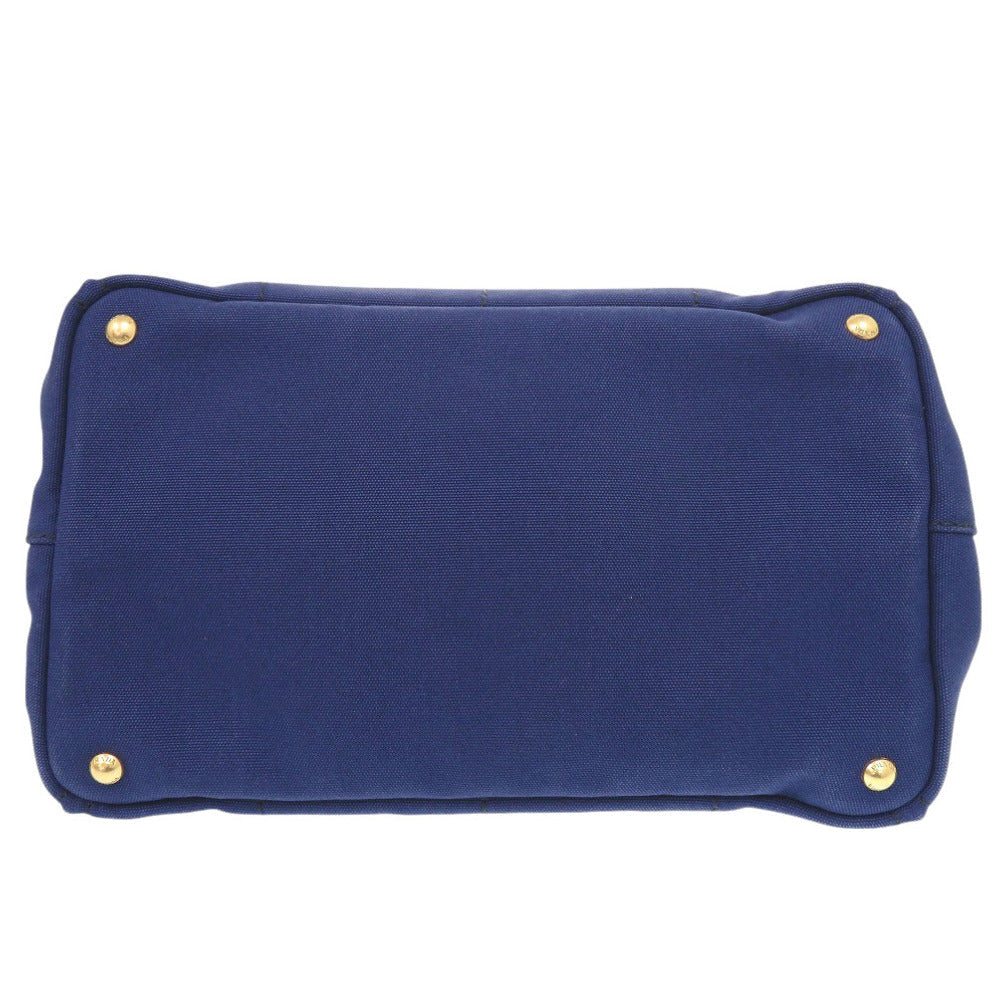 Prada Handbag Canvas Blue Canapa Tote Women