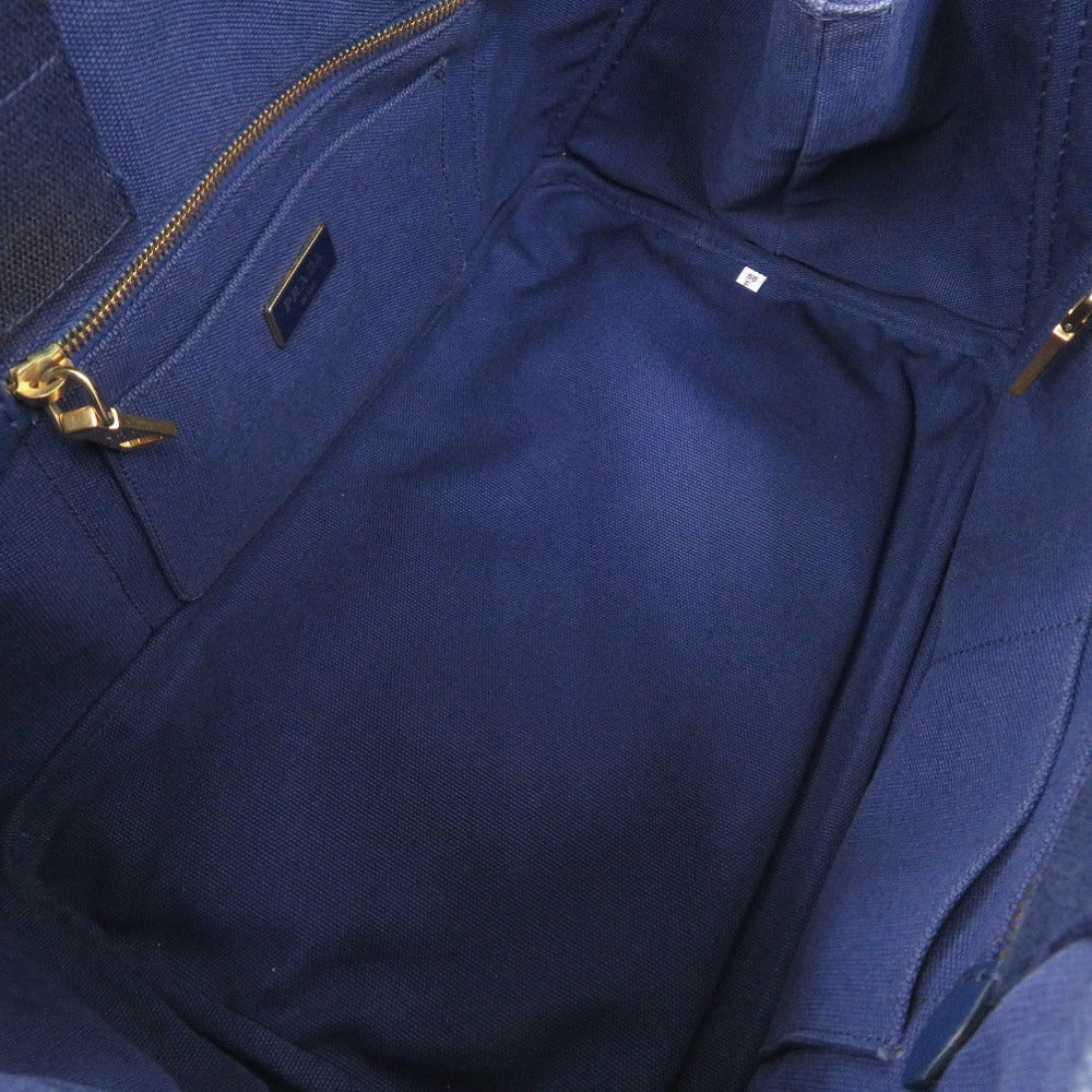 Prada Handbag Canvas Blue Canapa Tote Women