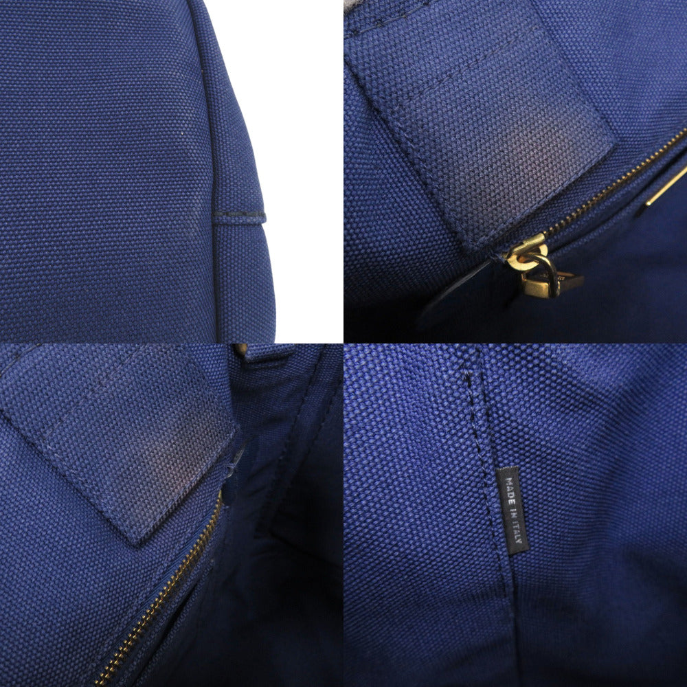 Prada Handbag Canvas Blue Canapa Tote Women