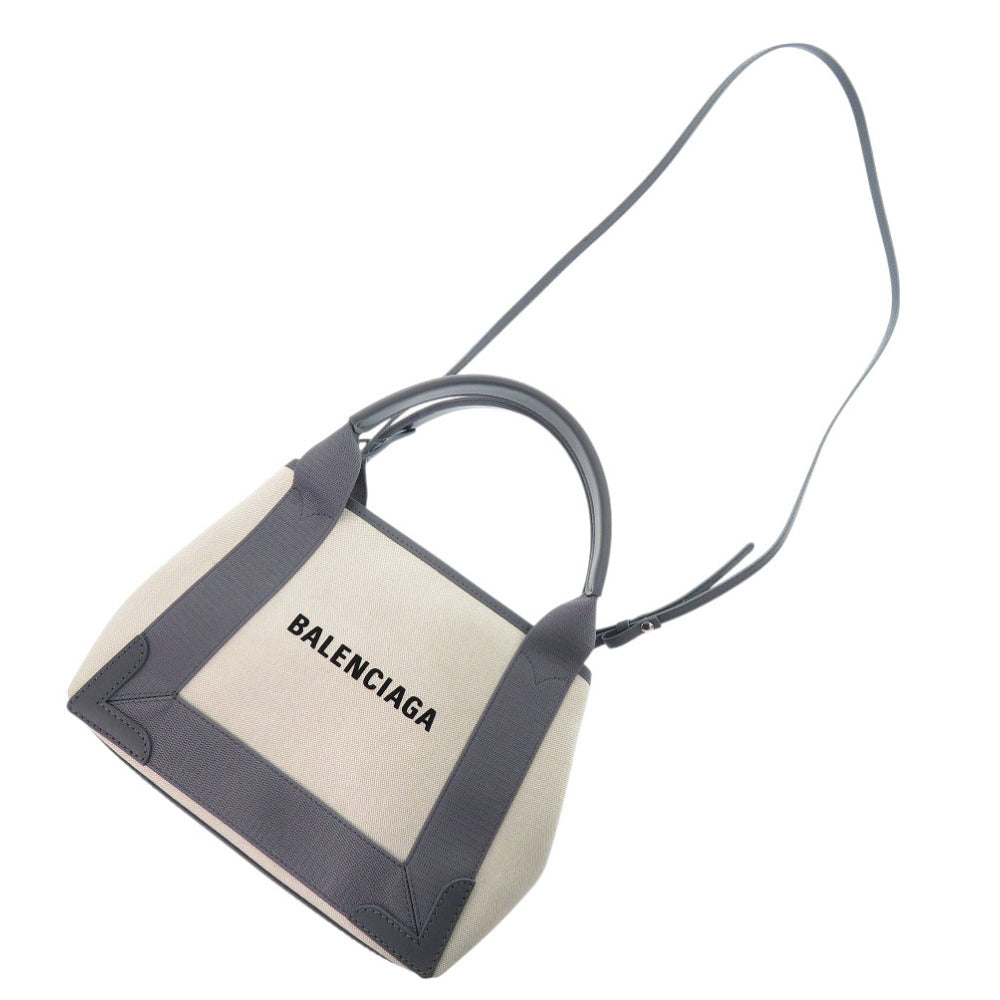 Balenciaga Handbag 390346 Canvas, Leather Gray Navy Cabas Xs Women