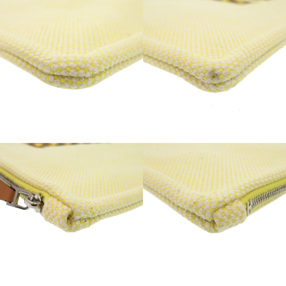 Hermes Pouch Cotton Yellow H Tissage Flat Pouch Women