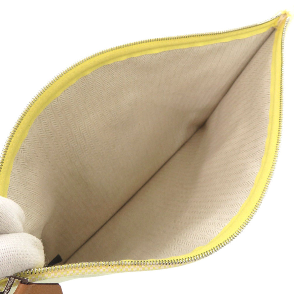 Hermes Pouch Cotton Yellow H Tissage Flat Pouch Women