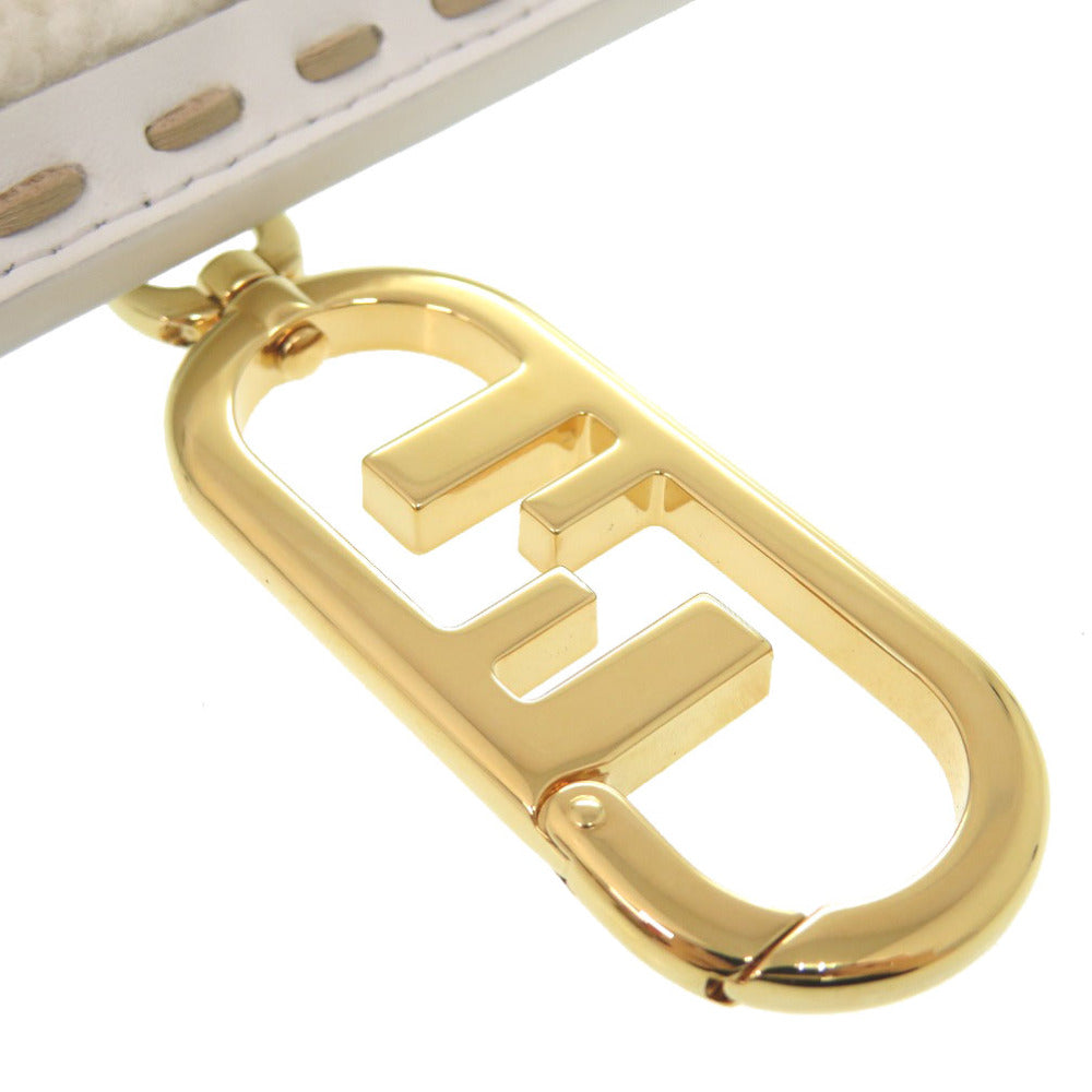 Fendi Pouch Mouton, Leather White Phone Holder Bag Charm Women