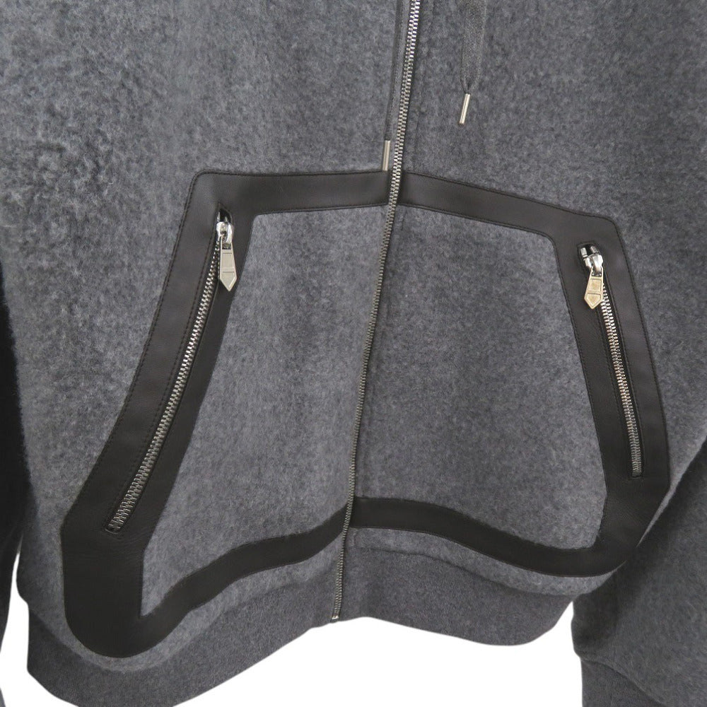 Hermes Hoodie 32-5733 Wool Gray Knitted Hooded Zip-Up Hoodie Mens M
