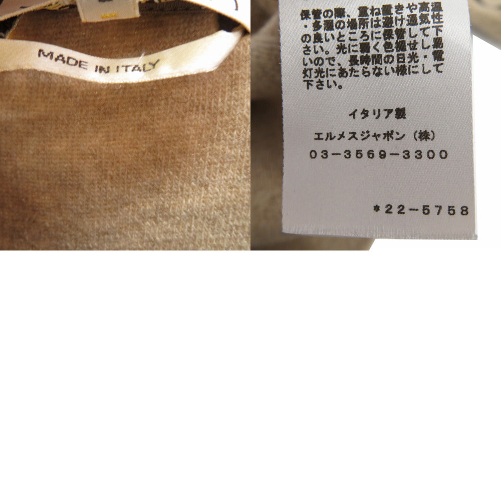 Hermes Knit Wool Beige Crewneck Round Neck Sweater Pocket Piping Pullover Knit Pullover Crewneck