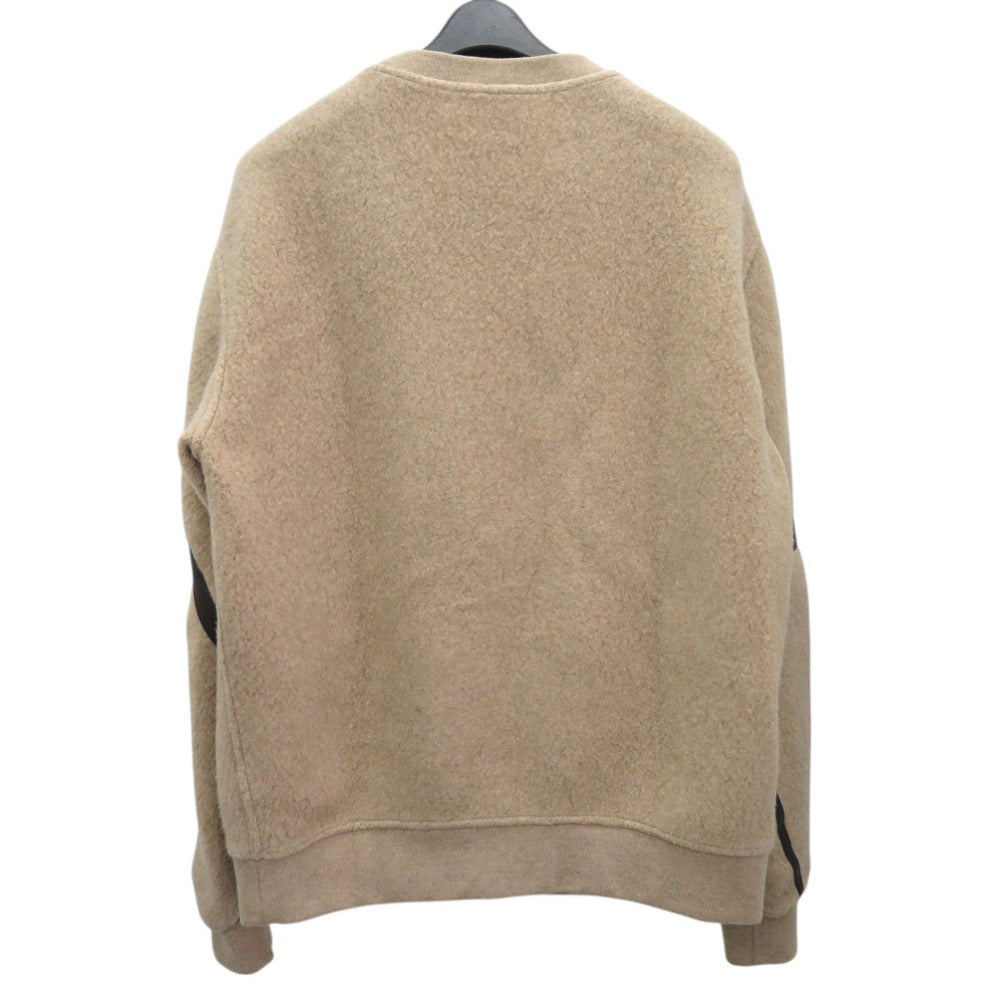 Hermes Knit Wool Beige Crewneck Round Neck Sweater Pocket Piping Pullover Knit Pullover Crewneck