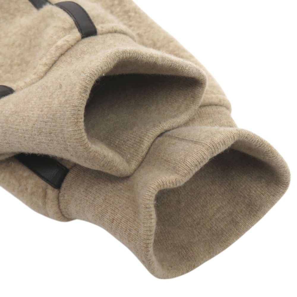 Hermes Knit Wool Beige Crewneck Round Neck Sweater Pocket Piping Pullover Knit Pullover Crewneck