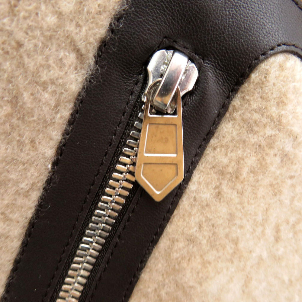 Hermes Knit Wool Beige Crewneck Round Neck Sweater Pocket Piping Pullover Knit Pullover Crewneck