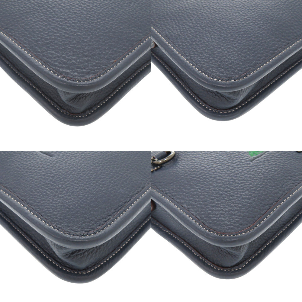 Coach Shoulder Bag Leather Navy X Peanuts Snoopy With Mini Pouch Women