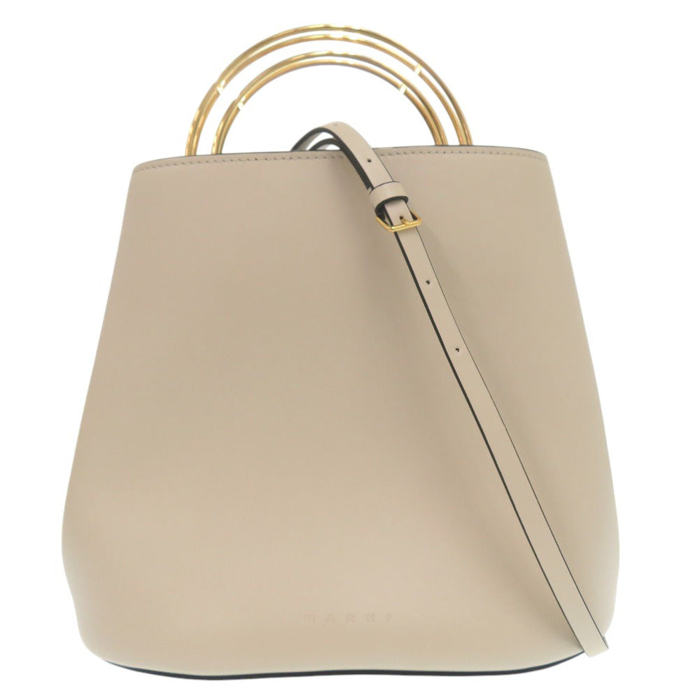 Marni Handbag Scmp001801 Leather Beige 2Way Shoulder Bag Panniers Women