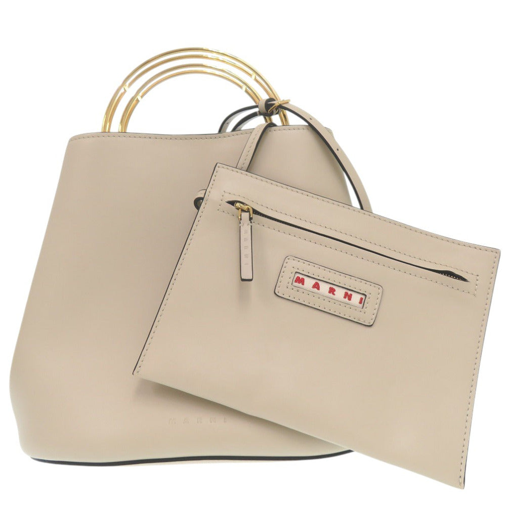 Marni Handbag Scmp001801 Leather Beige 2Way Shoulder Bag Panniers Women