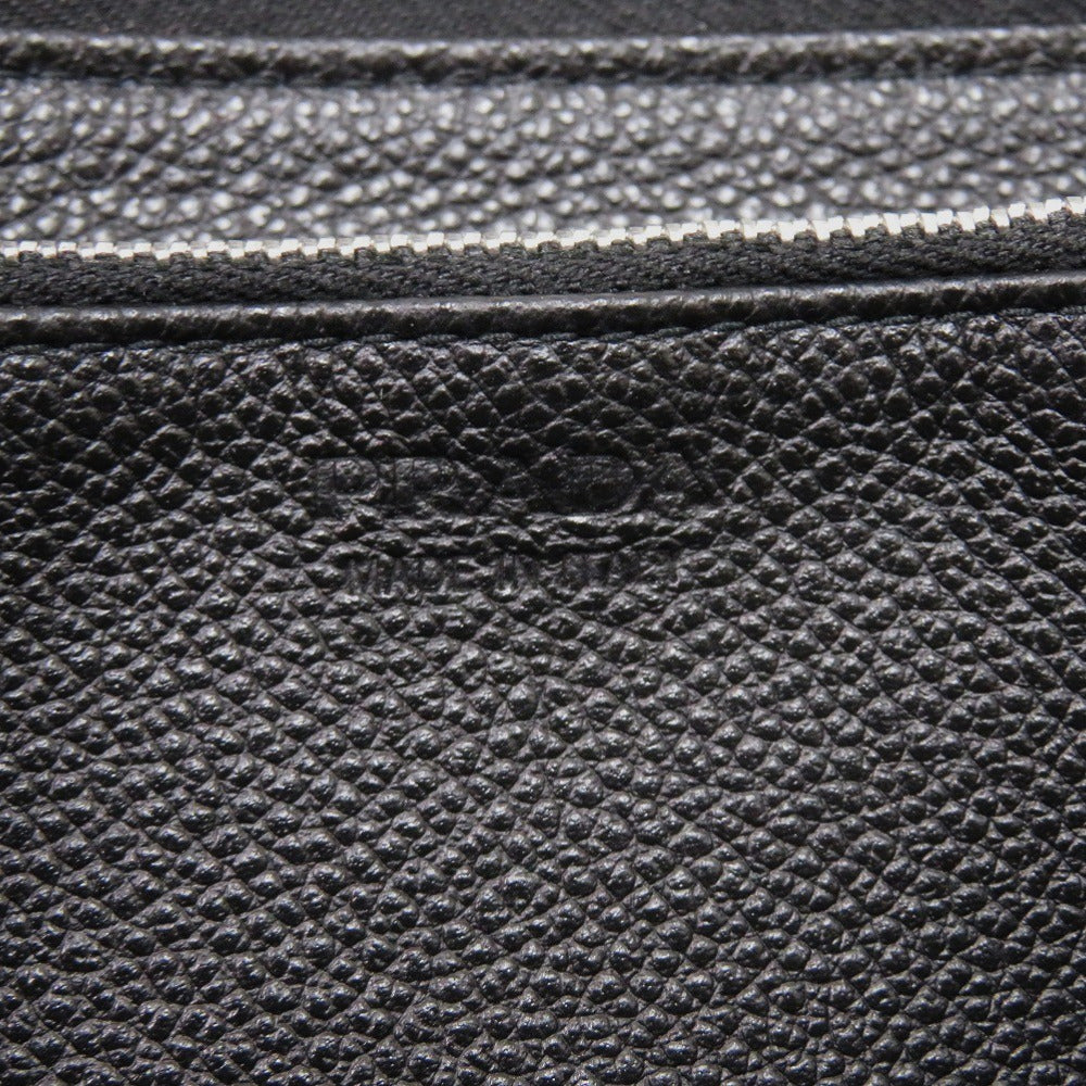 Prada Long Wallet Purse 2Ml317 Leather Black Soft Calf Triangle