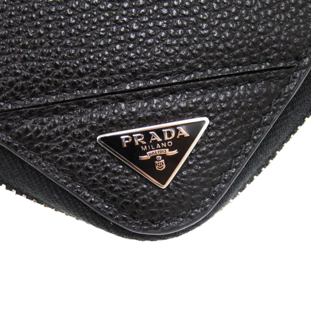 Prada Long Wallet Purse 2Ml317 Leather Black Soft Calf Triangle