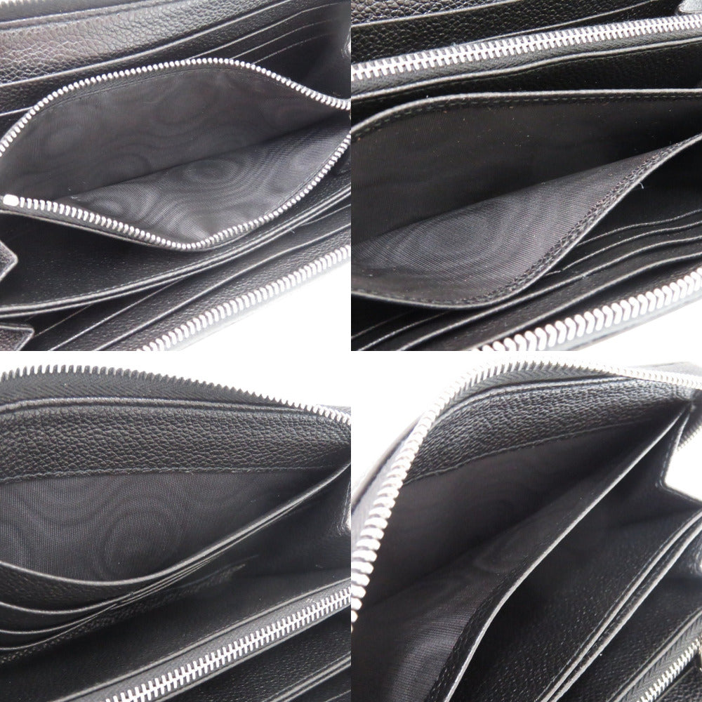 Prada Long Wallet Purse 2Ml317 Leather Black Soft Calf Triangle