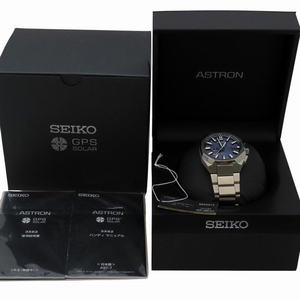 Seiko Watches Solar Powered Radio Watch Sbxd013 / 3X62-0Aa0 Titanium Navy Astron Nexter Navy Dial