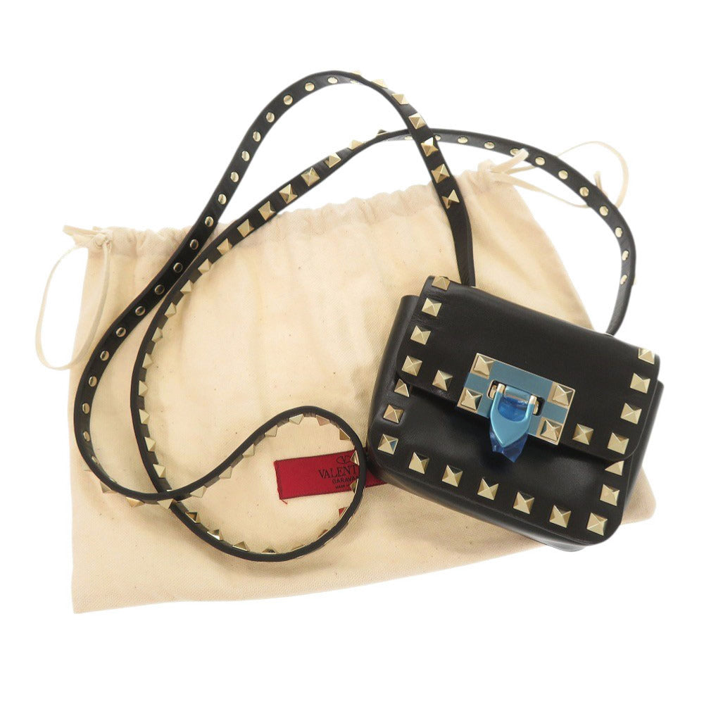 Valentino Garavani Shoulder Bag Leather Black Rock Studs
