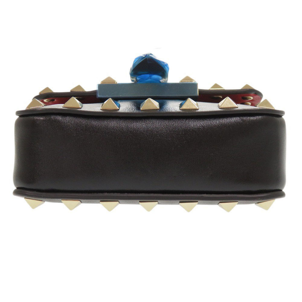 Valentino Garavani Shoulder Bag Leather Black Rock Studs