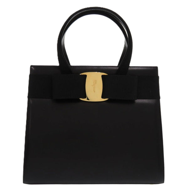 Salvatore Ferragamo Handbag Ba214178 Leather Black Vara Ribbon
