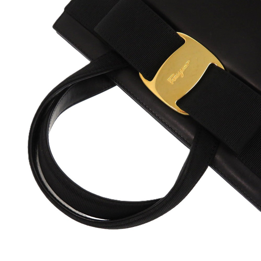Salvatore Ferragamo Handbag Ba214178 Leather Black Vara Ribbon