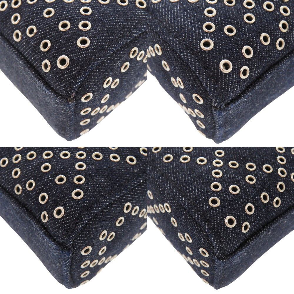 Christian Dior Handbag Denim Blue Lady D-Joy Cannage Medium