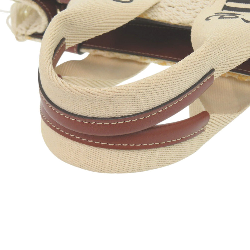 Chloe Handbag Chc22Ss397 Leather Beige Woody Medium Tote Bag