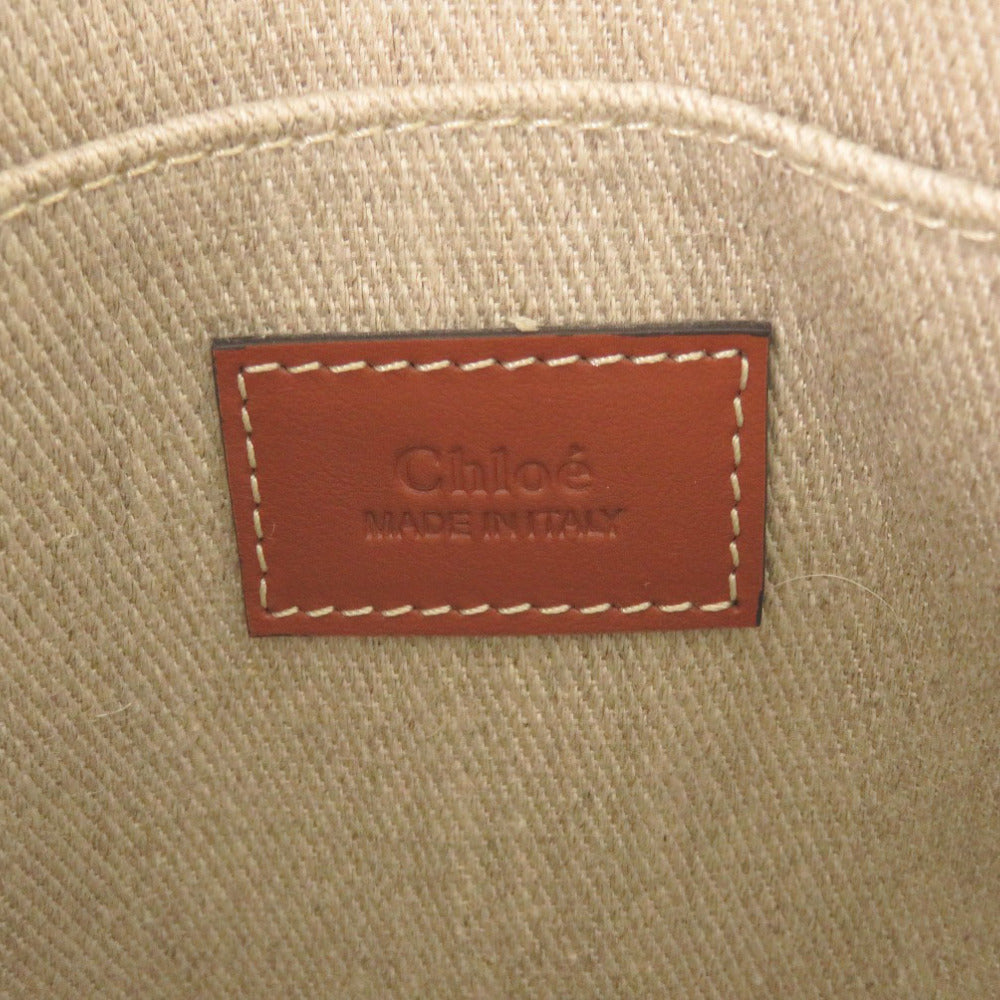 Chloe Handbag Chc22Ss397 Leather Beige Woody Medium Tote Bag
