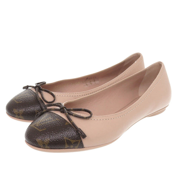 Louis Vuitton Pumps Leather, Monogram Canvas Pink Popiline Ballerina 34 1/2
